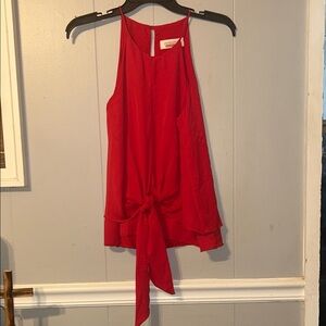 The Pant Store Red Sleeveless Tie-Front Blouse Size Small